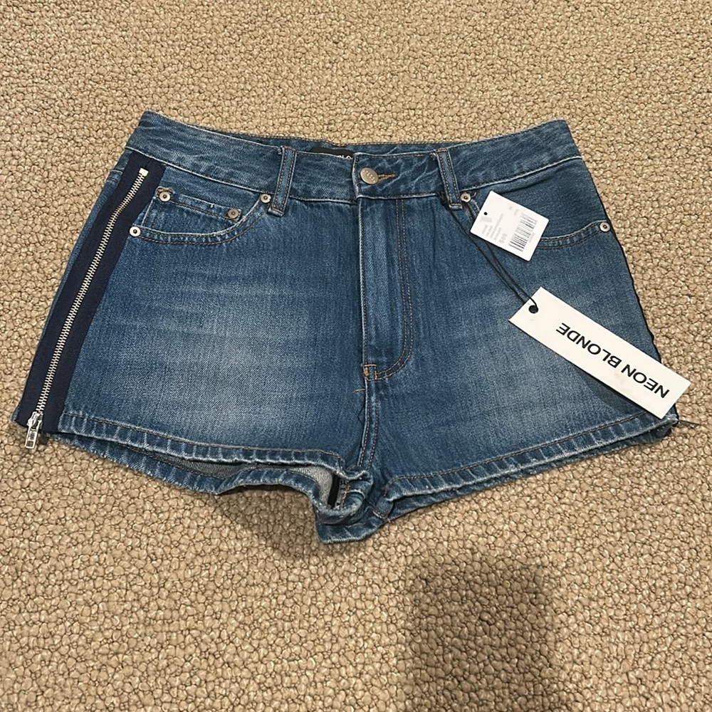 NEON BLONDE | Siren Zipped Jean Shorts